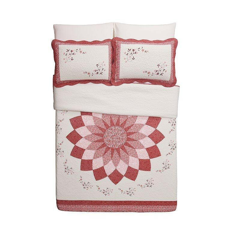 Modern Heirloom Charlotte Bedspread King Red Floral MSRP $260