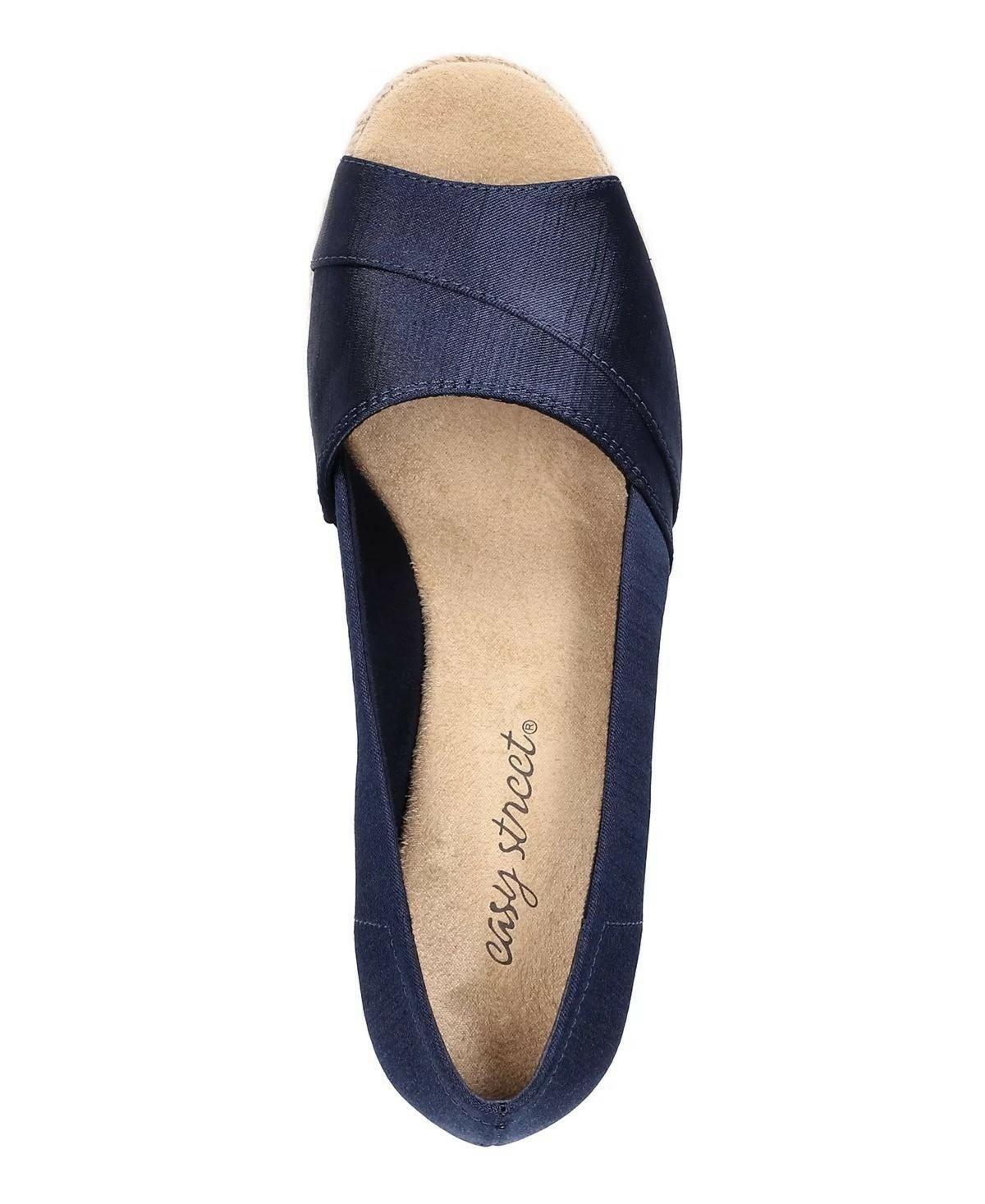 Easy Street Jasper Espadrille Sandals Women’s Comfort Wedge Shoes Navy 7 N