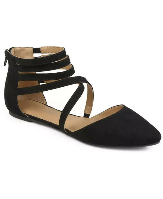 Journee Collection Womens Marlee Strappy Flats Black 8.5 New $69