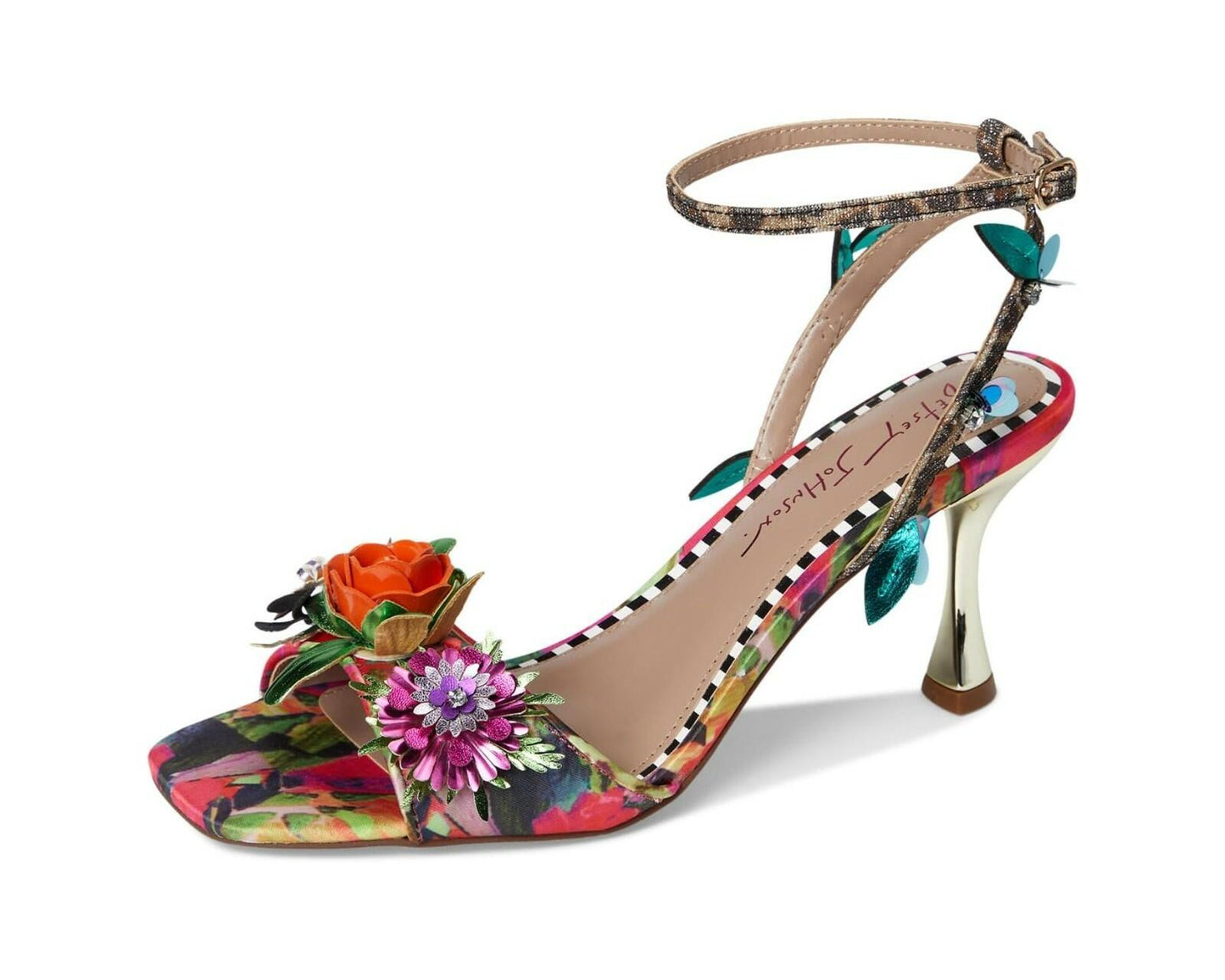 Blue by Betsey Johnson Womens Karra Floral Heels Square Toe 7.5 New $120