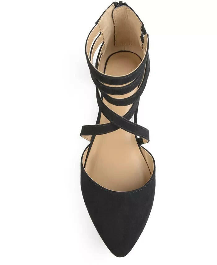 Journee Collection Womens Marlee Strappy Flats Black 8.5 New $69