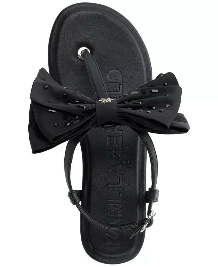 Karl Lagerfeld Paris Womens Cristi Bow Sandals Black 8 New $129