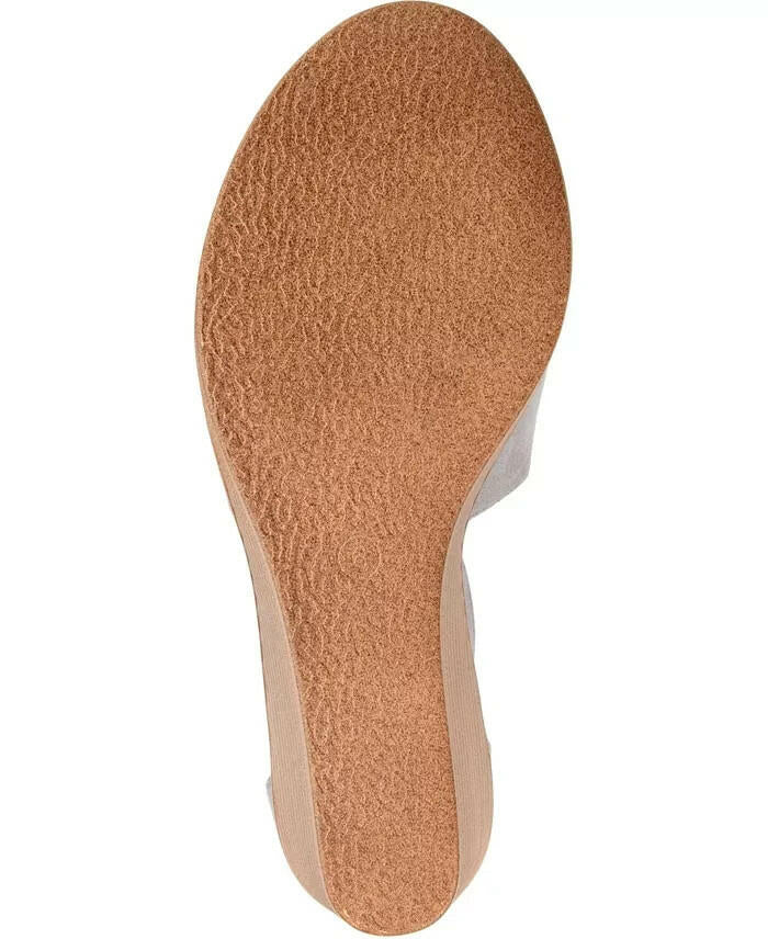 Journee Collection Womens Kedzie Wedge Sandals Gray 7.5 Narrow New $94