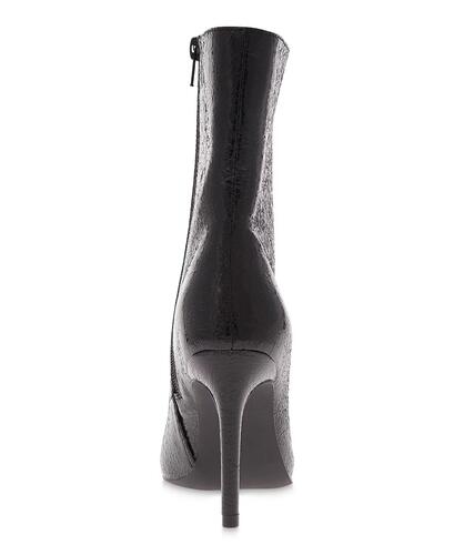 MIA Mardi Stiletto Heel Booties – Women’s Black Shiny Faux Leather, Size 9