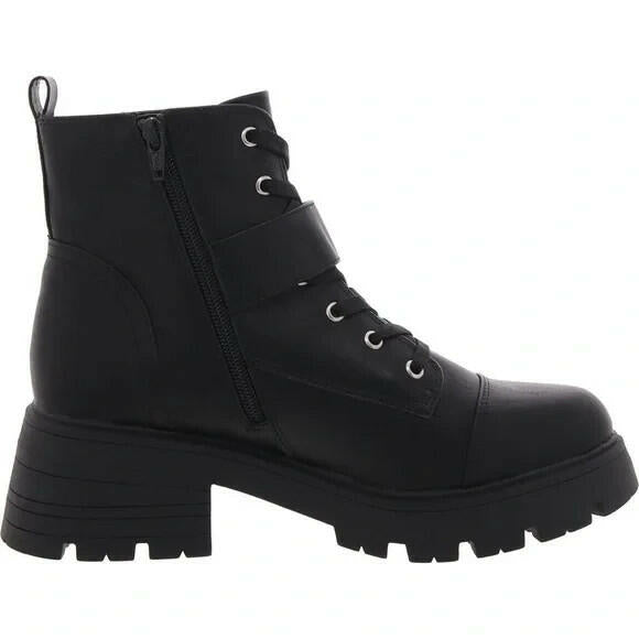 Sun Stone Sun Stone Womens Rickyy Combat Booties Black 7.5 MSRP $79