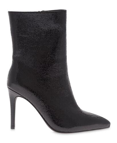 MIA Mardi Stiletto Heel Booties – Women’s Black Shiny Faux Leather, Size 9
