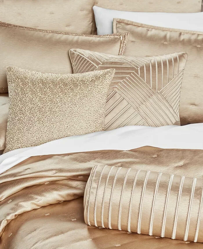 Hotel Collection Glint 3 Piece Coverlet Set Full Queen Gold MSRP $500