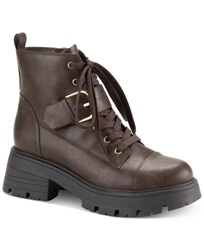 Sun Stone Sun Stone Womens Rickyy Combat Booties Brown 8 MSRP $79
