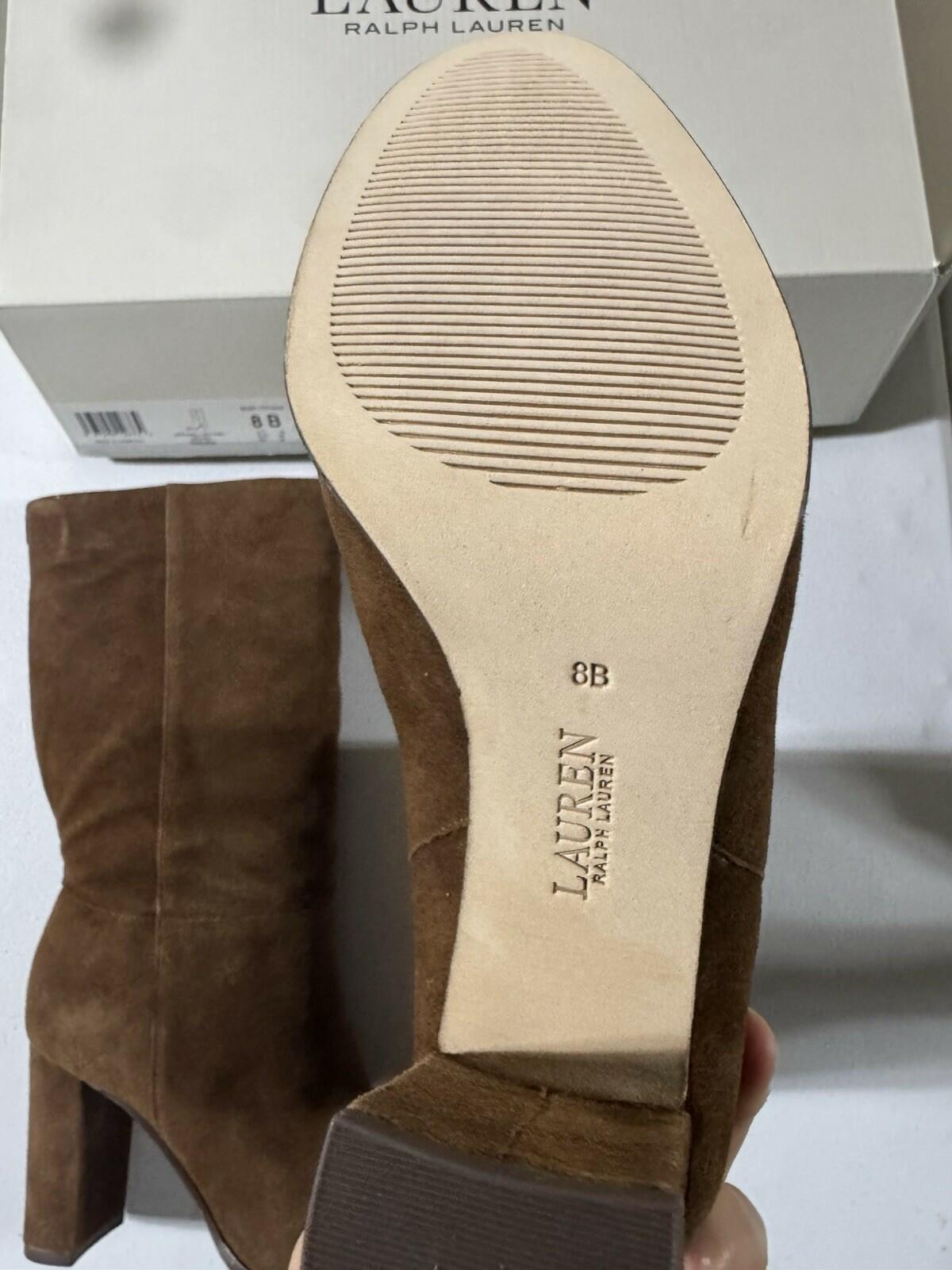 Lauren Ralph Lauren Artizan II Mid Shaft Suede Boots Brown Size 8 $225