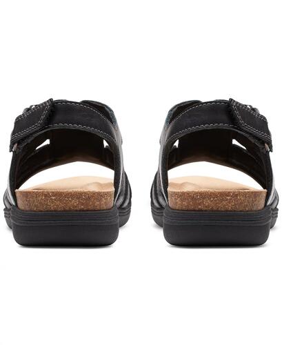 Clarks Womens April Belle Strappy Slandals Black Leather 7W