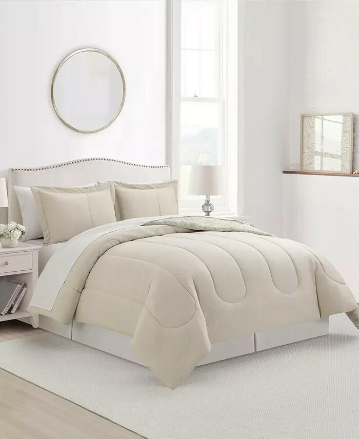Sunham Evelyn 8-Pc Comforter Set Light Blue Beige  $100