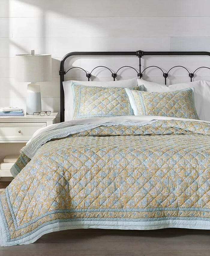 Charter Club Nadia Quilt Set King Reversible Block Print Stripes $385