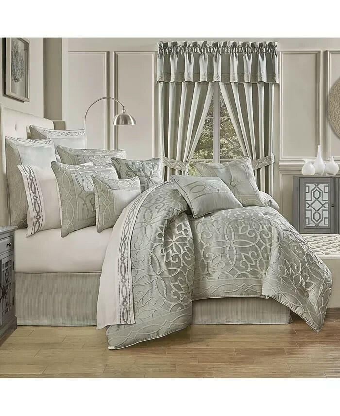 Five Queens Court Shelburne Comforter Set Queen Spa Blue $700
