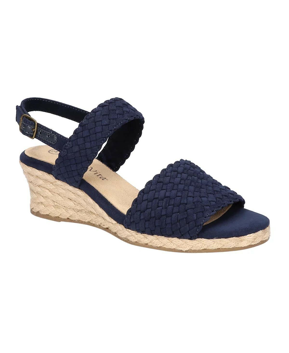 Bella Vita Mariella Espadrille Wedge Sandals – Women’s Navy Suede, Size 7