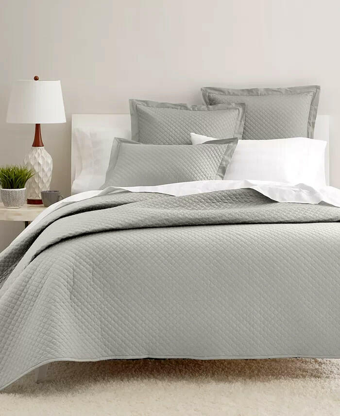 Charter Club Quilted Cotton 3-Pc Coverlet Set Full/Queen Smoke Gray $170