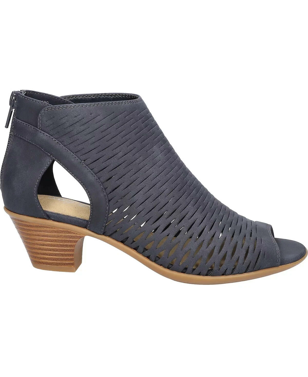 Easy Street Women's Sunrise Faux Leather Block Heel Sandals Navy 9W MSRP $65
