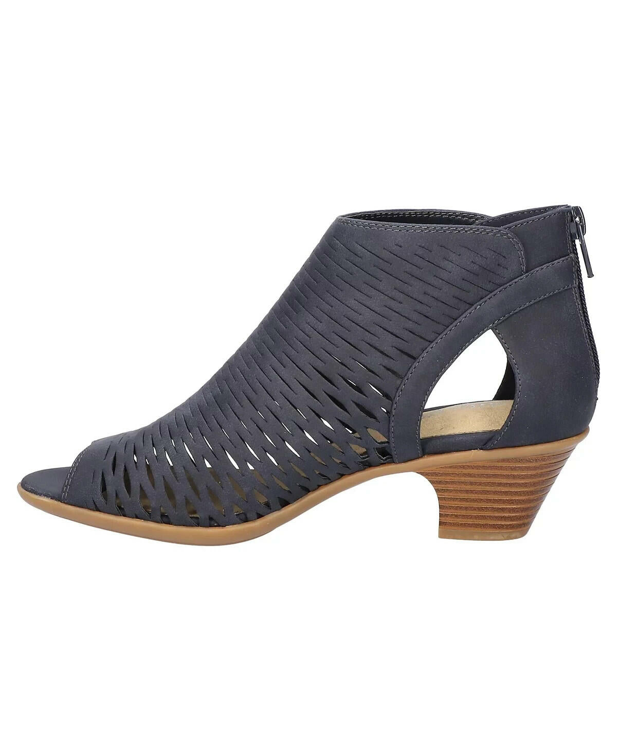 Easy Street Women's Sunrise Faux Leather Block Heel Sandals Navy 9W MSRP $65