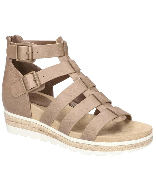 Easy Street Simone Gladiator Sandals – Women’s Taupe, Size 9, Comfort 1.5" Wedge