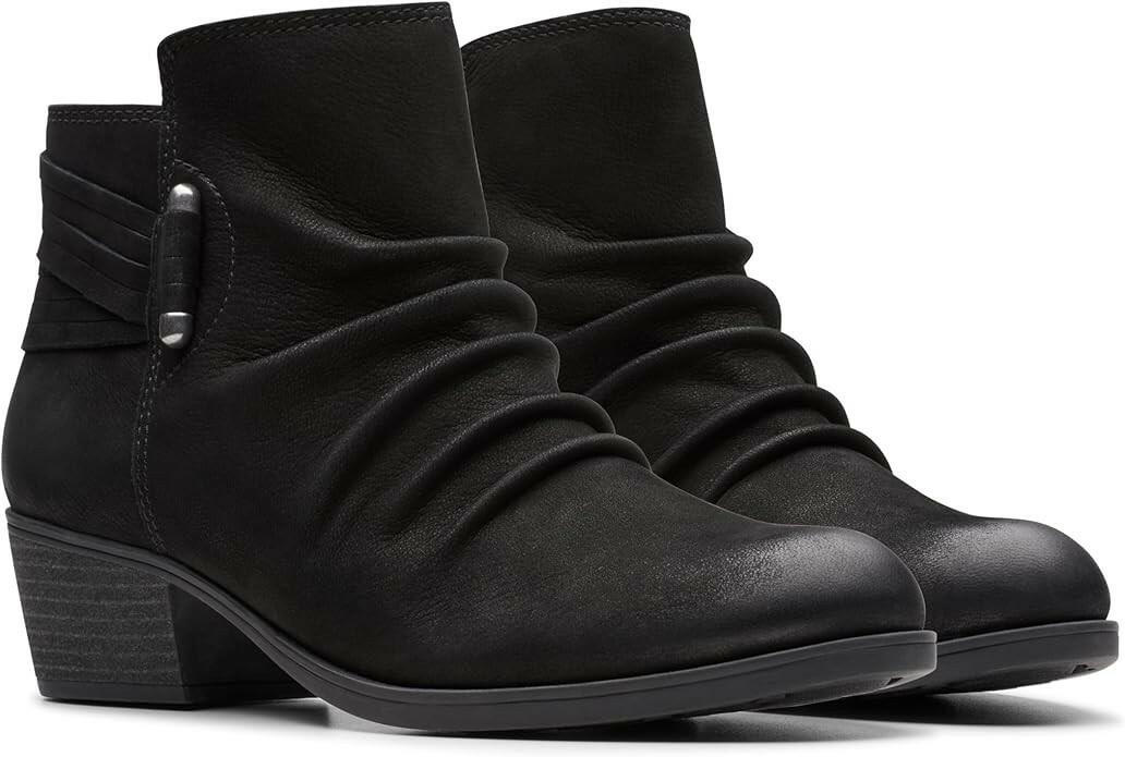 Clarks Collection Charlten Rosa Ankle Boots 10W Black Nubuck MSRP $120