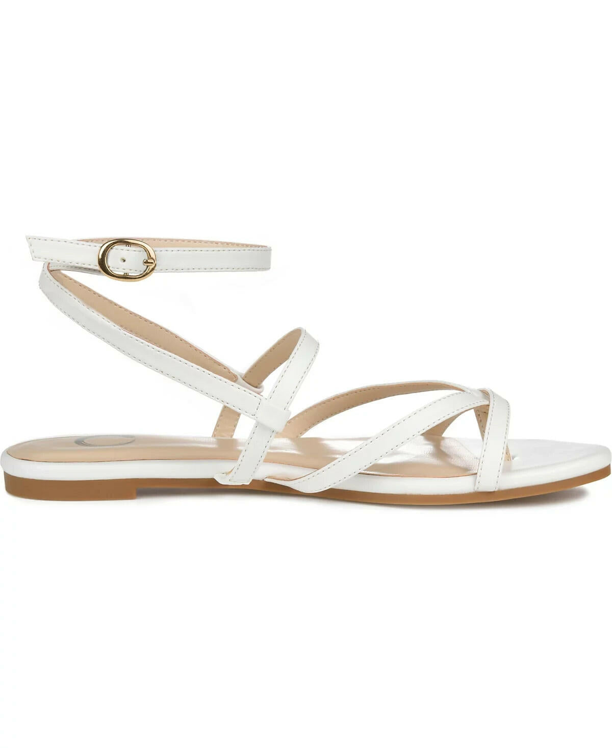 Journee Collection Women's Serissa Strappy Flat Sandals White 7.5 MSRP $79