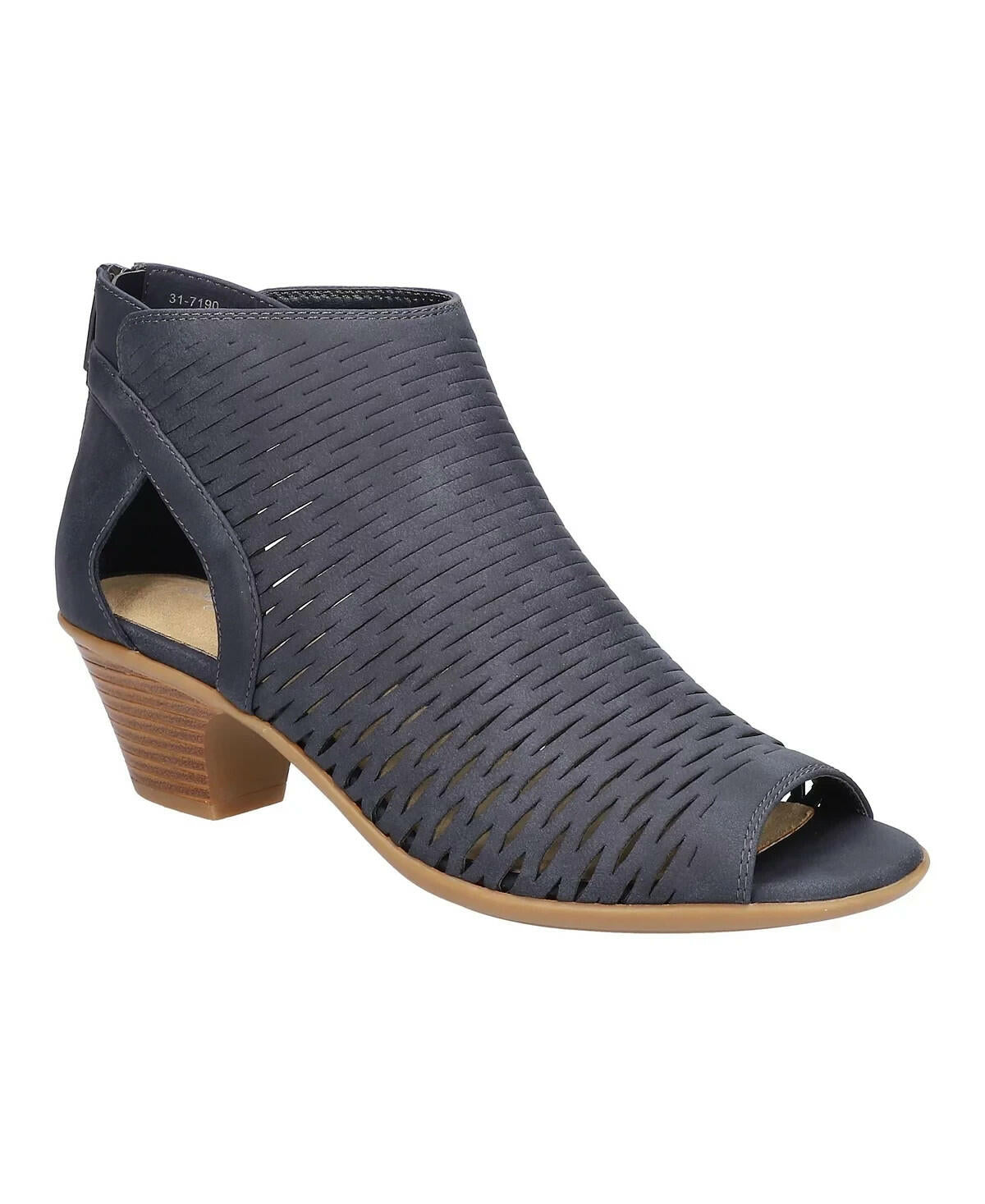 Easy Street Women's Sunrise Faux Leather Block Heel Sandals Navy 9W MSRP $65