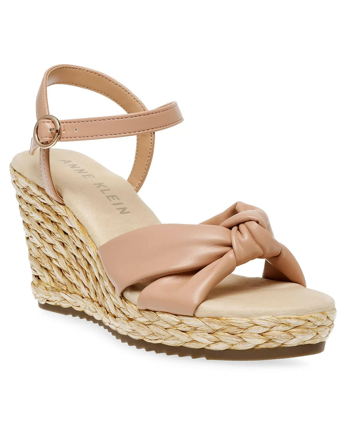 Anne Klein Womens Wheatley Espadrille Wedge Sandals Tan Nude 9 MSRP $89