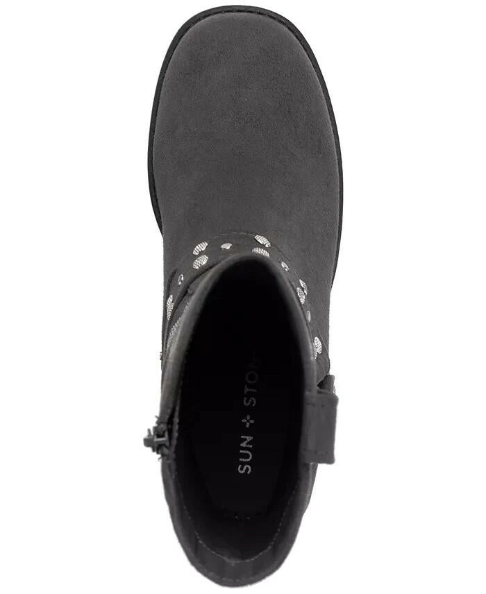 Sun + Stone Womens Norahh Moto Booties Charcoal Sz 6.5 MSRP $129
