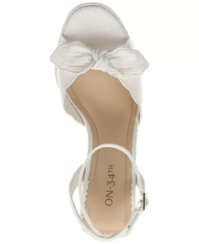 On 34th Womens Stanciaa Platform Heel Sandals White Linen 6.5 New $89