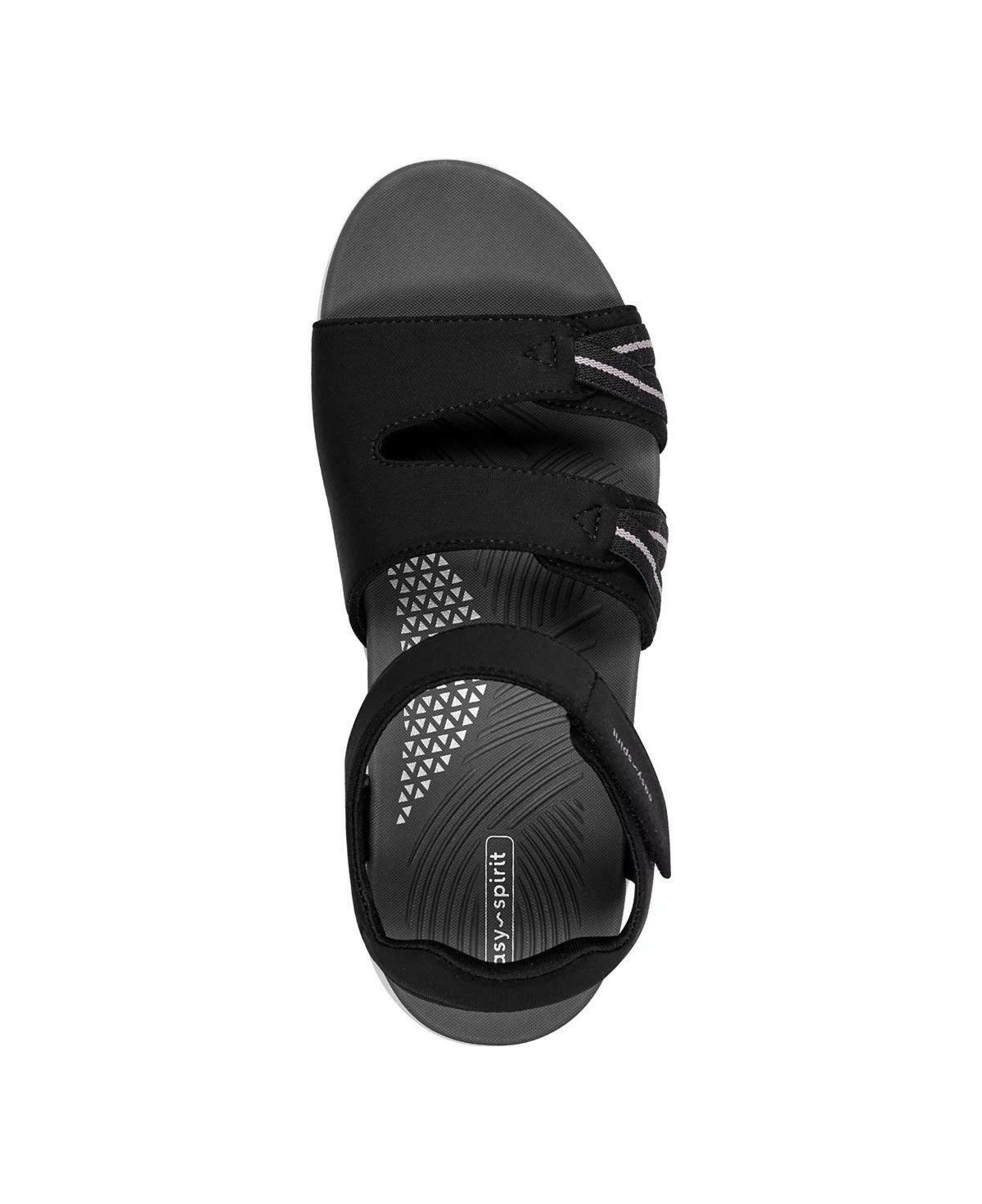 Easy Spirit Weber Women’s Sporty Sandals Light Wedge Comfort Walking Black 7.5 M