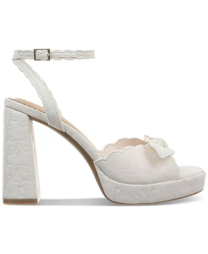 On 34th Womens Stanciaa Platform Heel Sandals White Linen 6.5 New $89