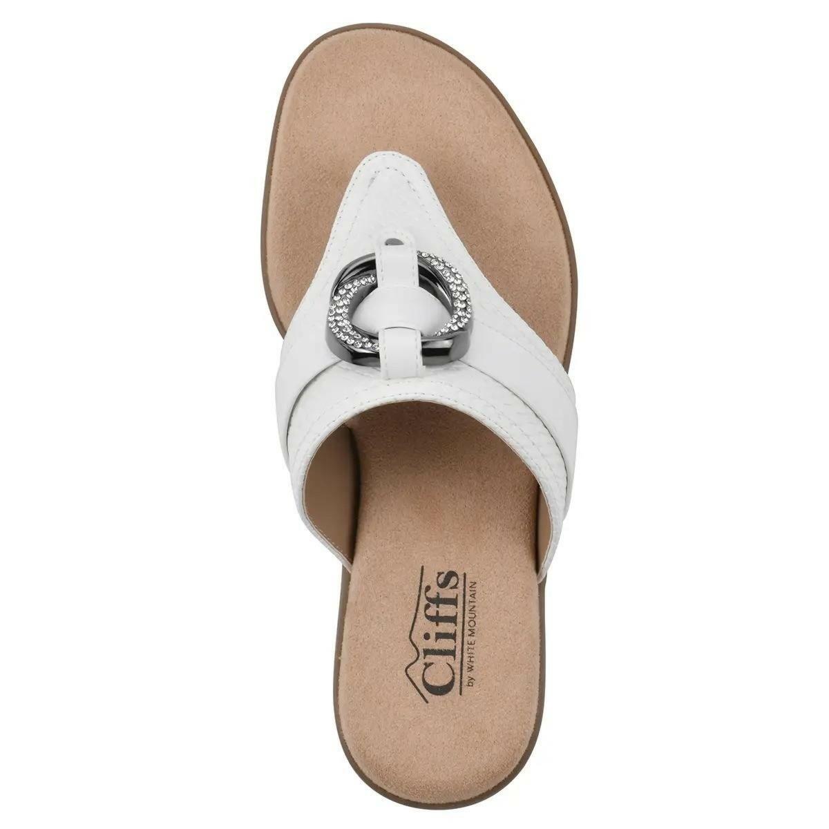 Cliffs by White Mountain Benedict Sandals Women’s Thong Shoes White 7.5 MSRP $70