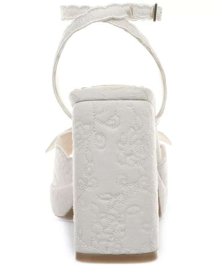 On 34th Womens Stanciaa Platform Heel Sandals White Linen 6.5 New $89