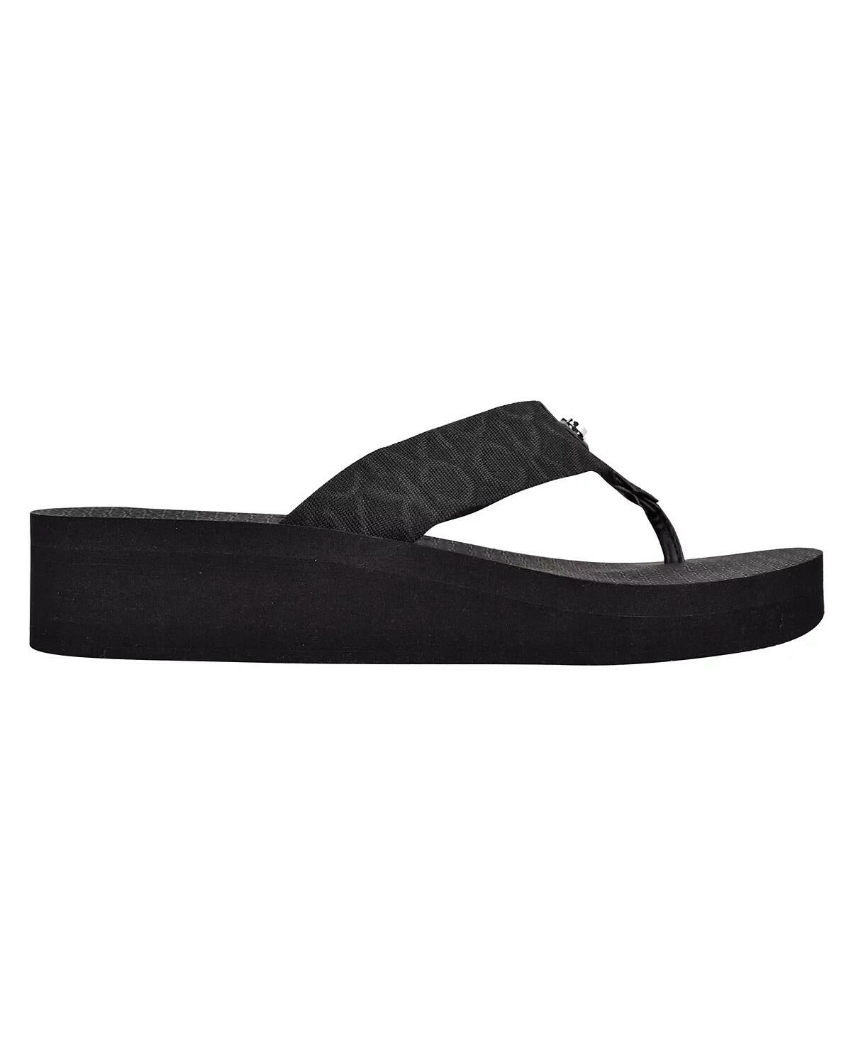 Calvin Klein Womens Meena Logo Platform Flip Flops Black Size 9 MSRP $39