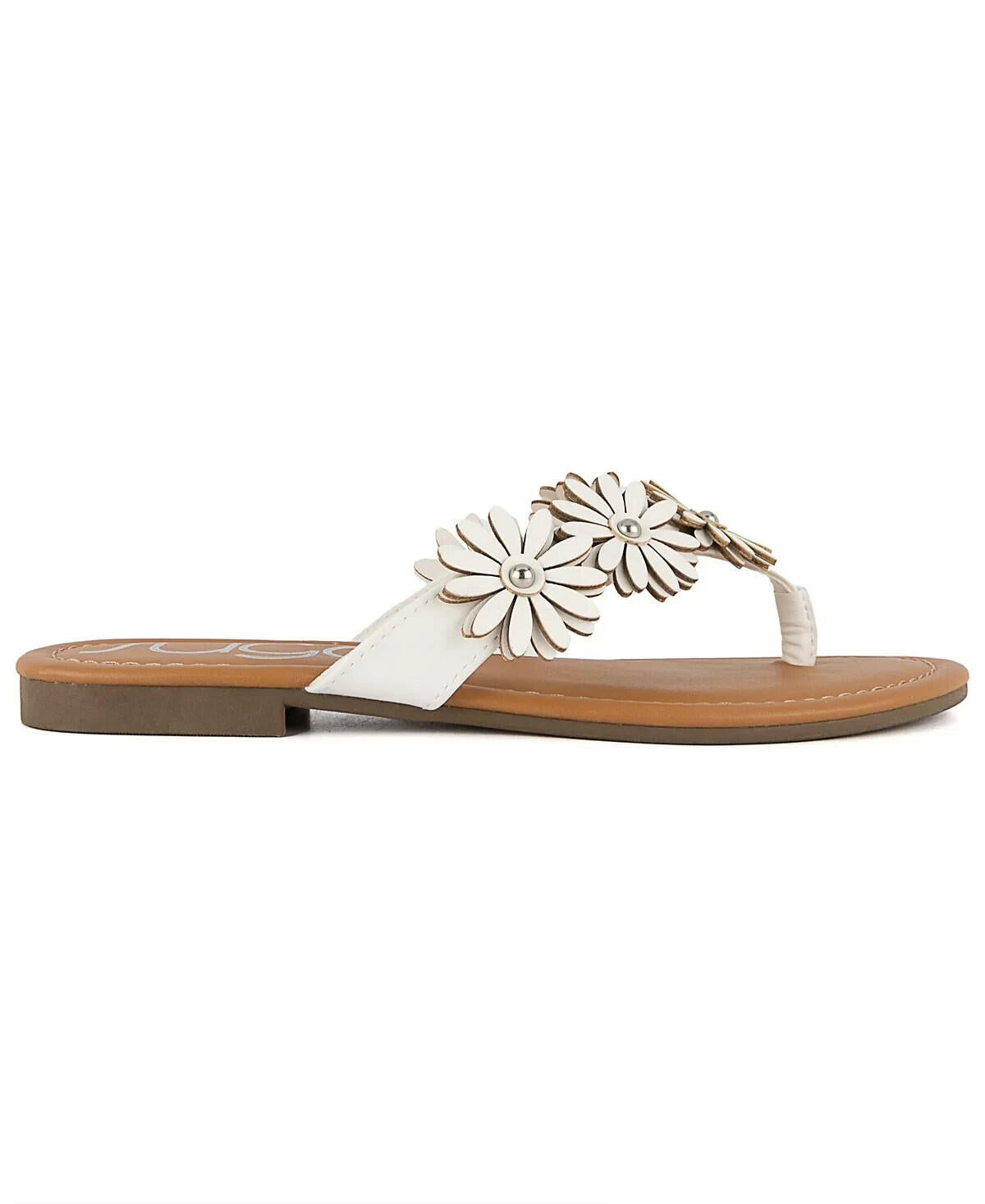 Sugar Womens Finnesse Flat Sandals White Flower Slip On 8 MSRP $40