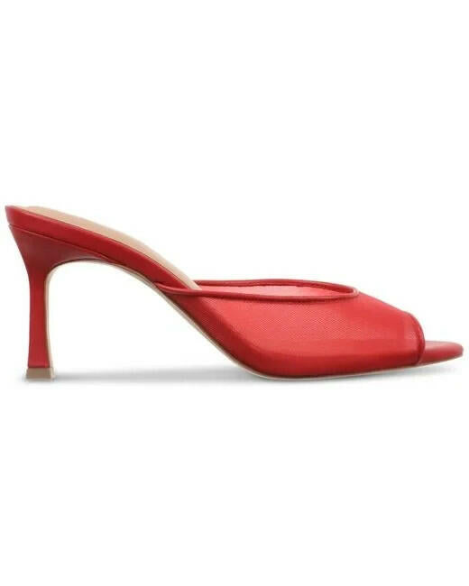 INC Womens Alissa Mesh Peep Toe Sculpted Heel Slide Sandals Red 8 $89