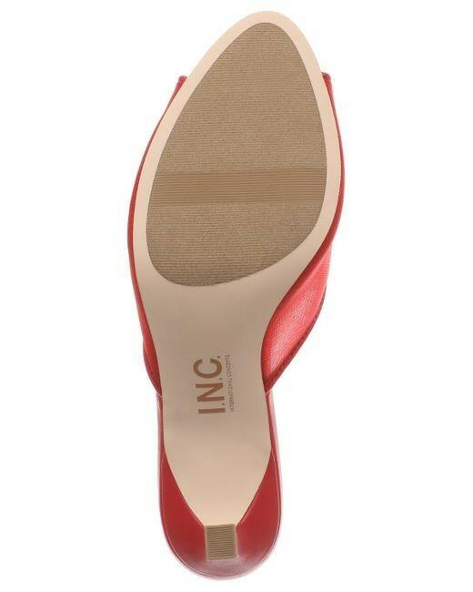 INC Womens Alissa Mesh Peep Toe Sculpted Heel Slide Sandals Red 8 $89