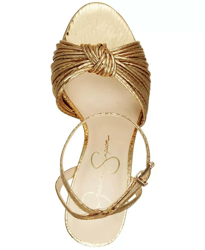Jessica Simpson Womens Immie Platform Block Heel Sandals Gold 6.5 $99