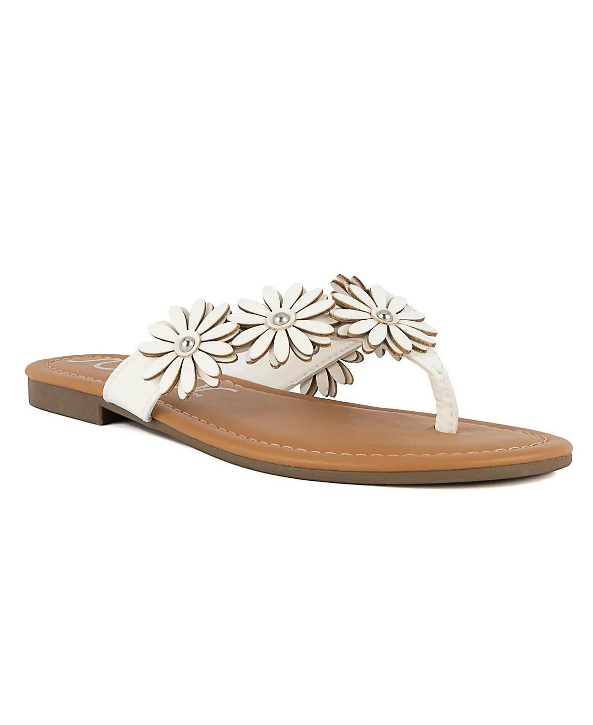 Sugar Womens Finnesse Flat Sandals White Flower Slip On 8 MSRP $40