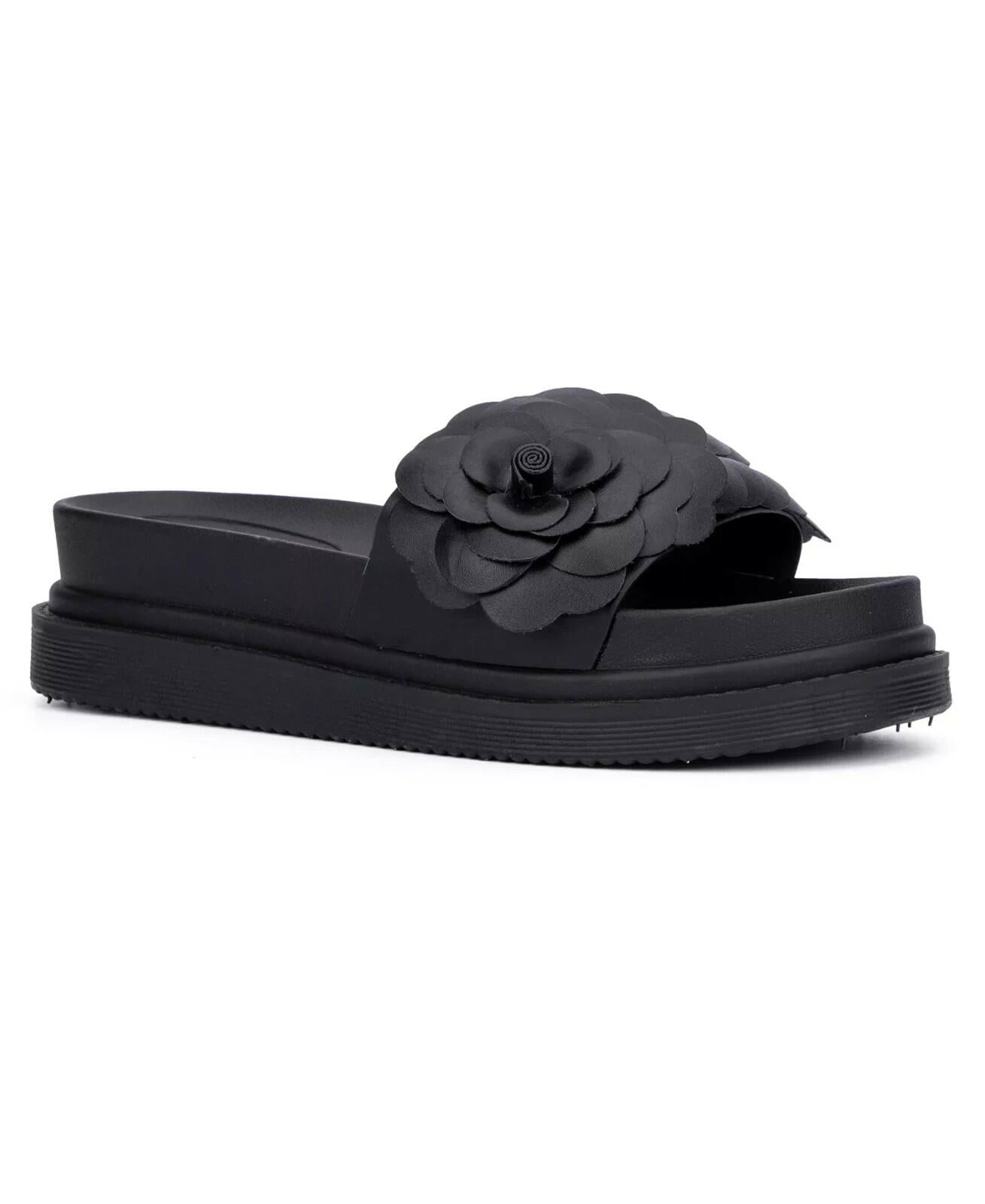 NY&C Womens Camilia Platform Slide Sandals Black Size 8.5 New $69