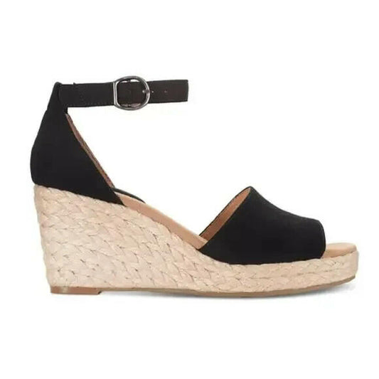 Style & Co Womens Seleeny Espadrille Wedge Sandals Black 8 Wide $69