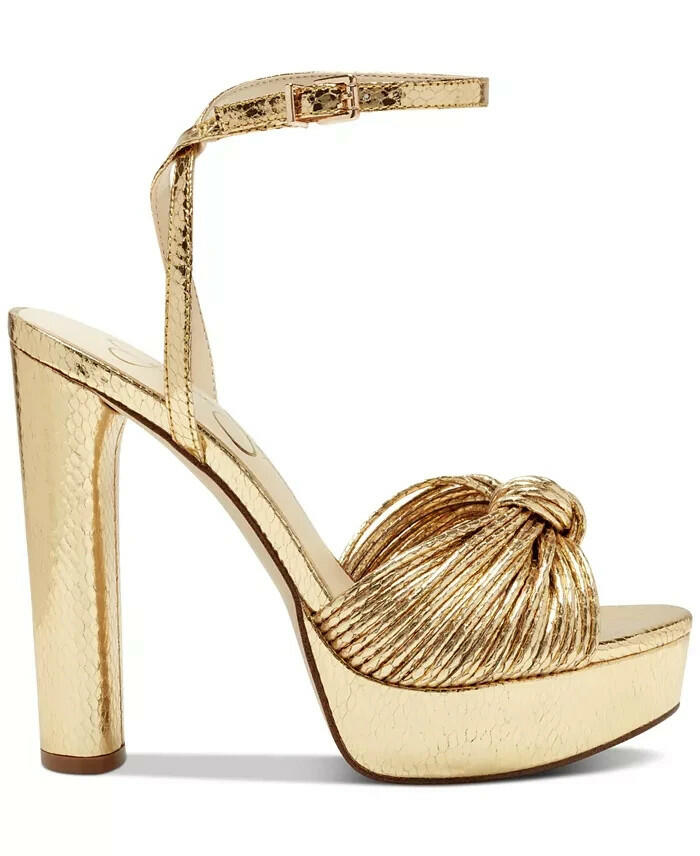 Jessica Simpson Womens Immie Platform Block Heel Sandals Gold 6.5 $99
