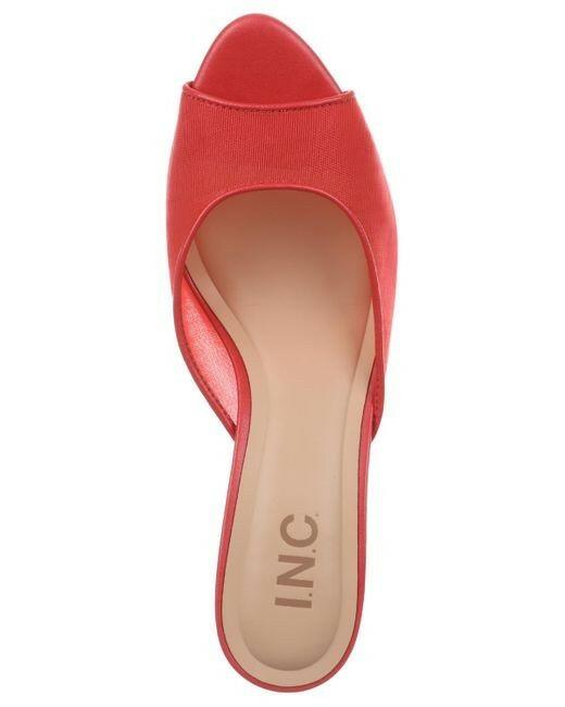 INC Womens Alissa Mesh Peep Toe Sculpted Heel Slide Sandals Red 8 $89
