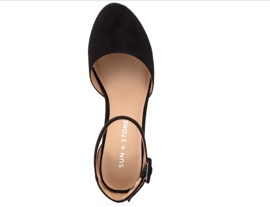 Sun + Stone Birdey Block Heel Platform Pumps Black 10.5 Buckle $89