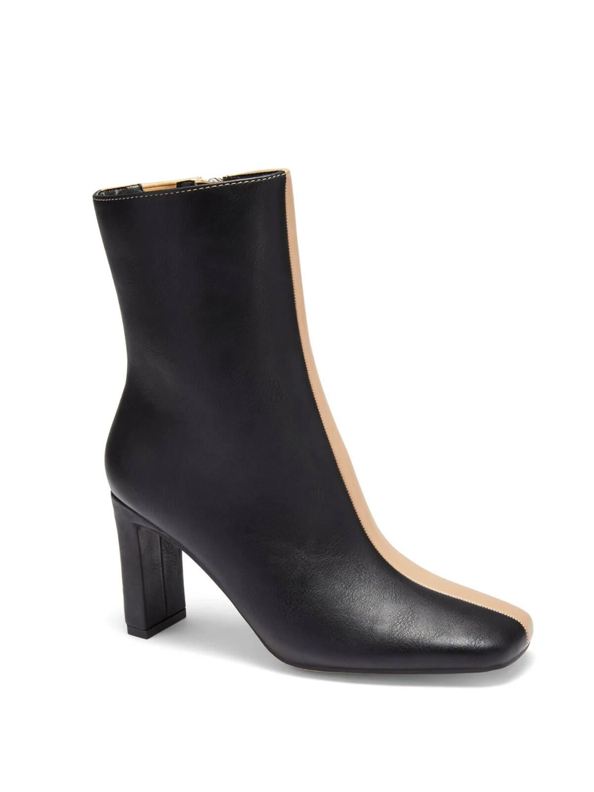 NY&C Mila Colorblock Block Heel Boots 9 Black Beige MSRP $119
