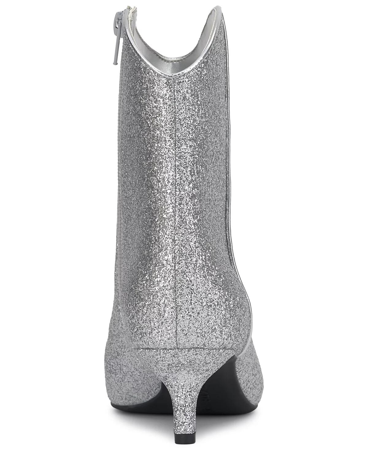 On 34th Aatira Tulip Booties Silver Glitter Ankle Boots 7 M SILVER MSRP $99