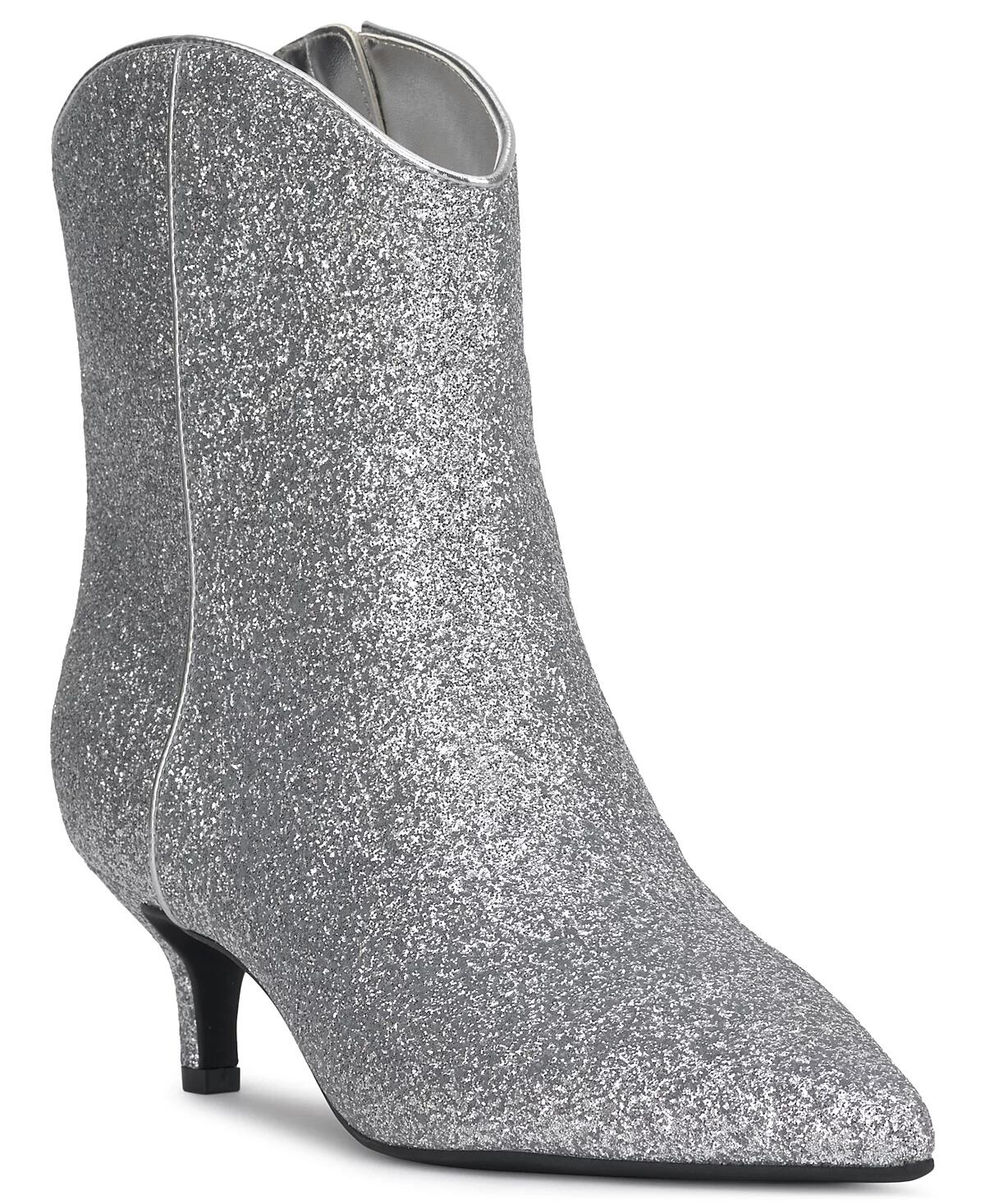 On 34th Aatira Tulip Booties Silver Glitter Ankle Boots 7 M SILVER MSRP $99
