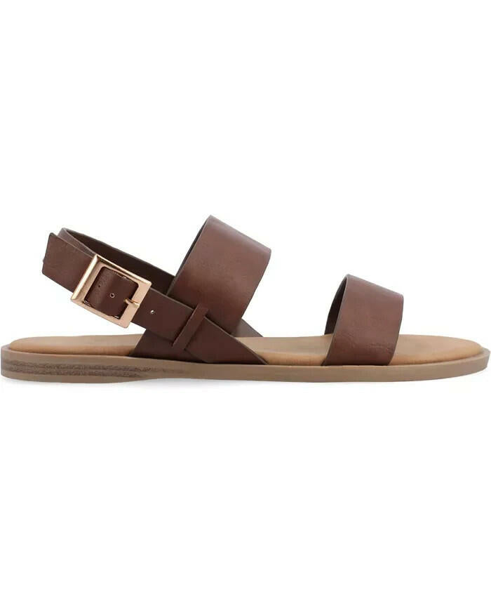 Journee Collection Womens Lavine Double Strap Sandals Brown Size 11 MSRP $59