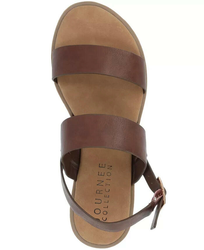 Journee Collection Womens Lavine Double Strap Sandals Brown Size 11 MSRP $59