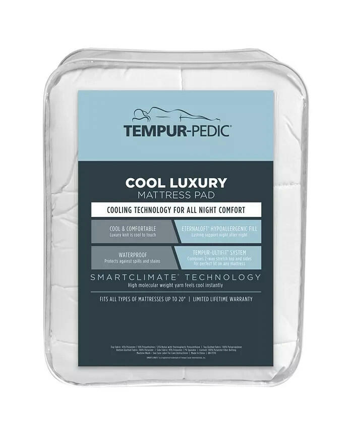 Tempur Pedic Cool Luxury Mattress Pad King Cooling Waterproof MSRP $269