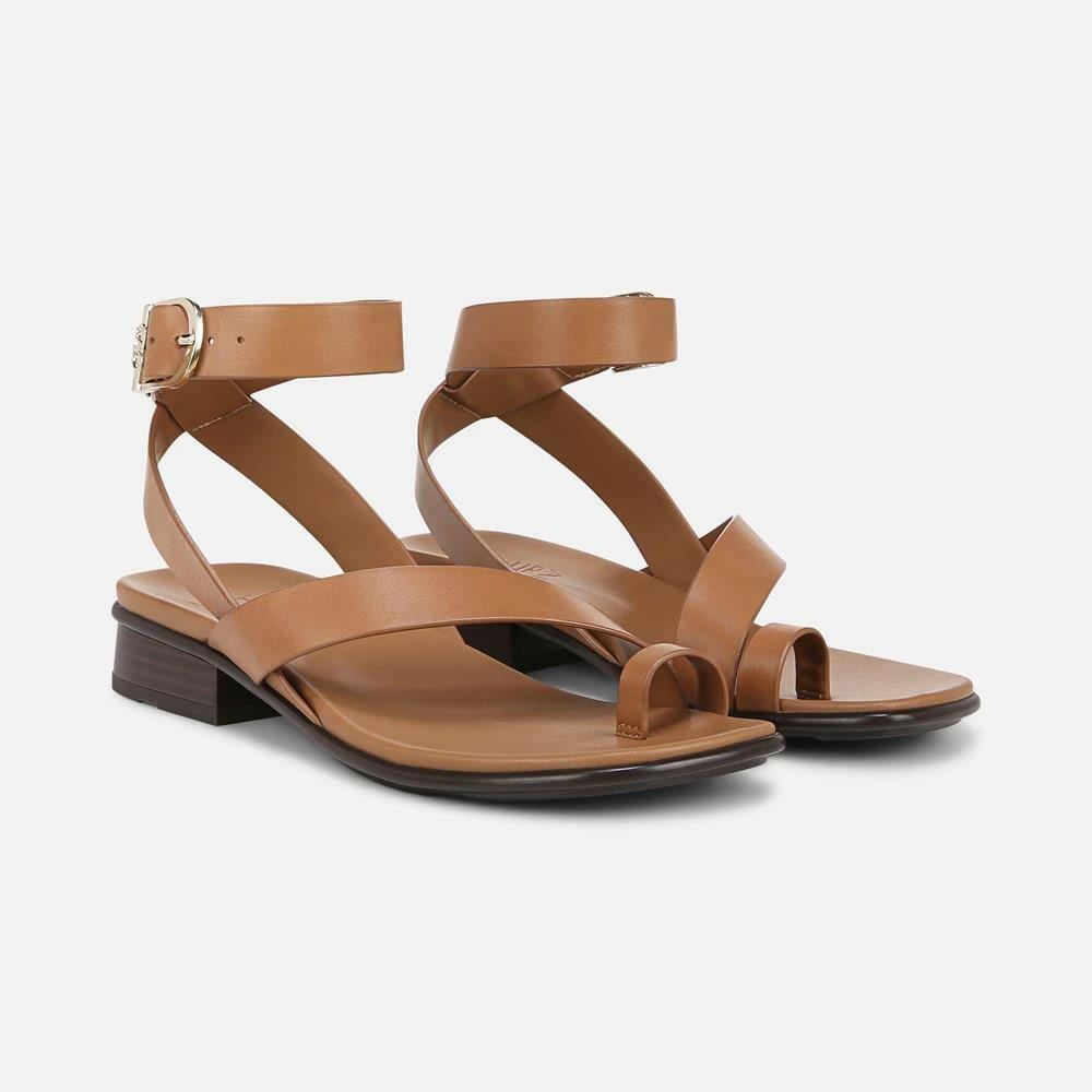 Naturalizer Birch Ankle Strap Sandals Women’s Tan Leather, Size 6, Comfort